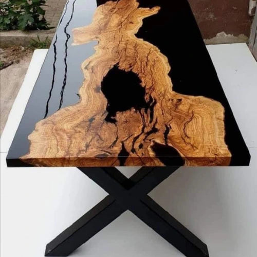 Black Resin & Natural Wood Center Table