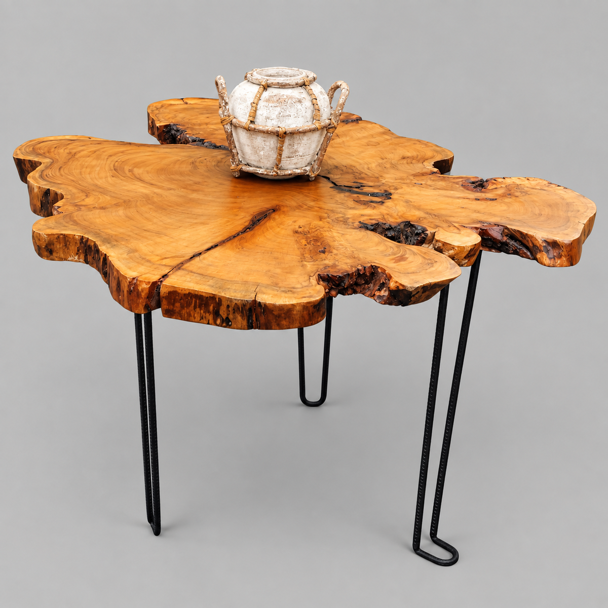 Handcrafted Live Edge Solid Wood Center Table – Natural Wood Coffee Table