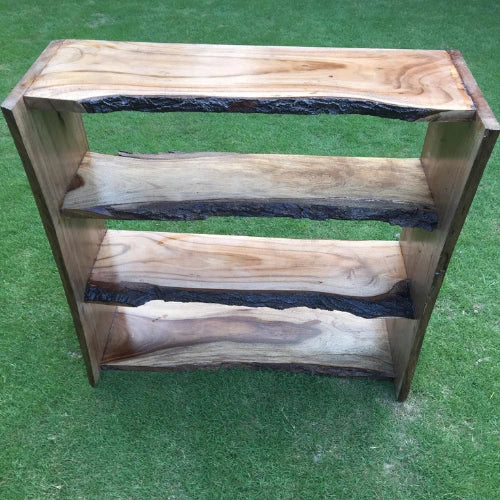Live Edge Wooden Book Rack – Rustic Natural Storage Shelf
