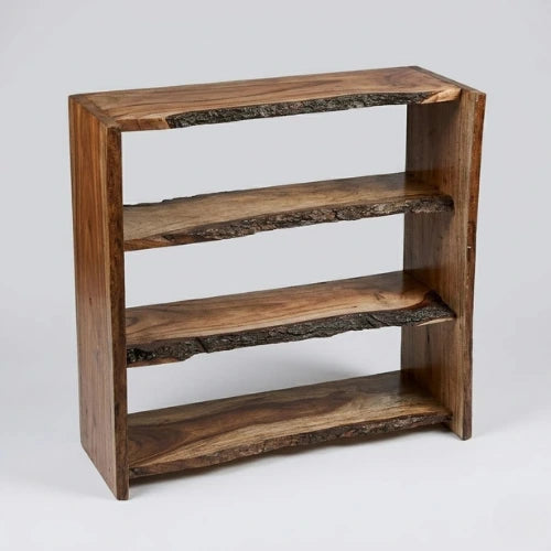 Live Edge Wooden Book Rack – Rustic Natural Storage Shelf