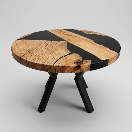 Black Resin & Natural Wood Center Table