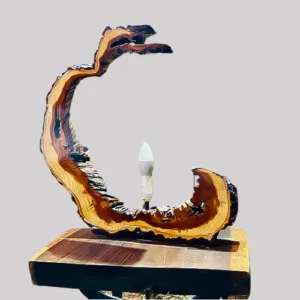 Handcrafted Live Edge Wooden Table Lamp – Rustic Natural Wood Lighting