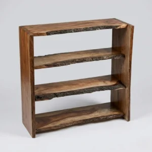 Live Edge Wooden Book Rack – Rustic Natural Storage Shelf